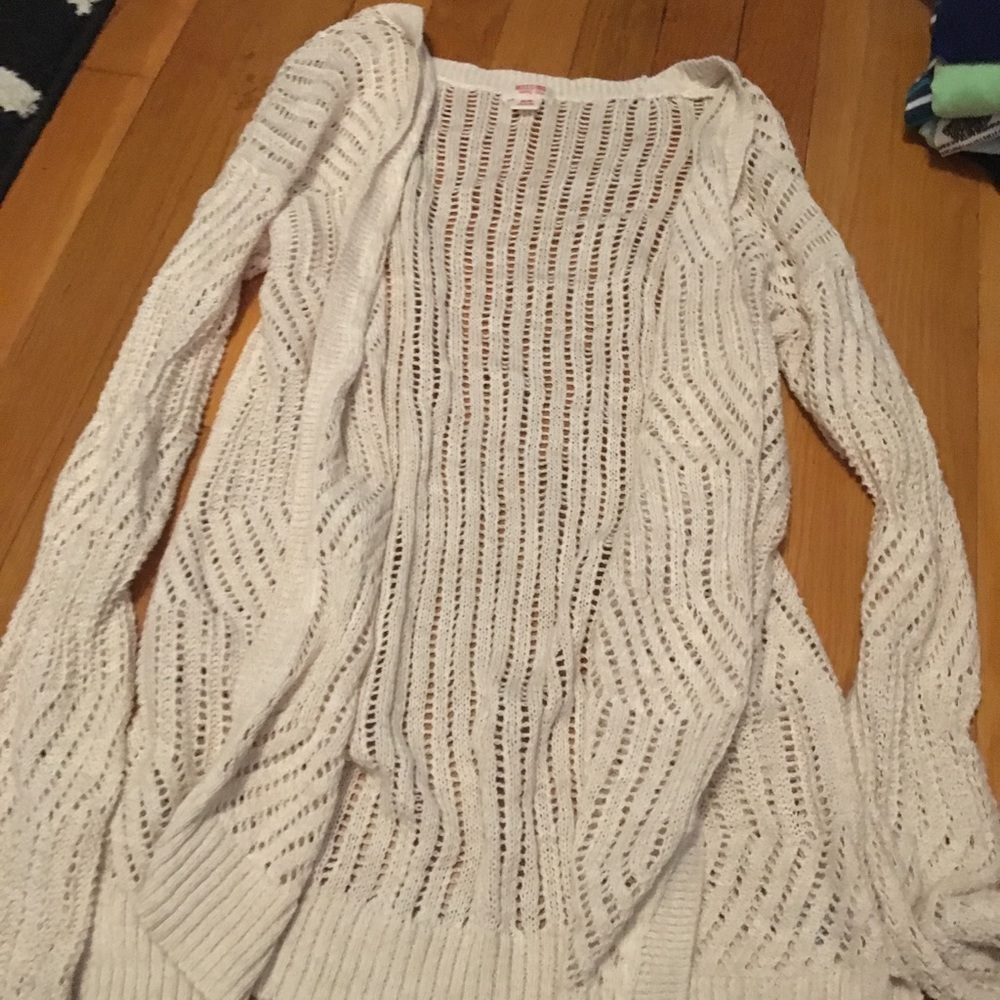 Open knit beige cardigan